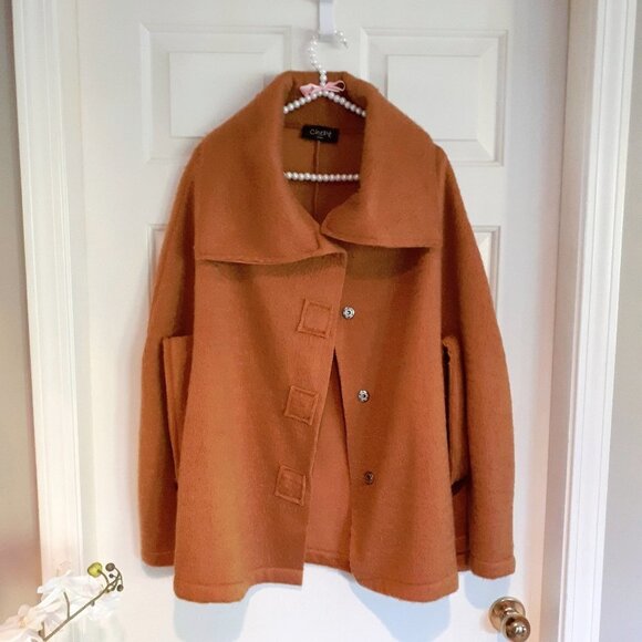 EUC Chepe Italy brown collared button up cape Size SM - Picture 4 of 5
